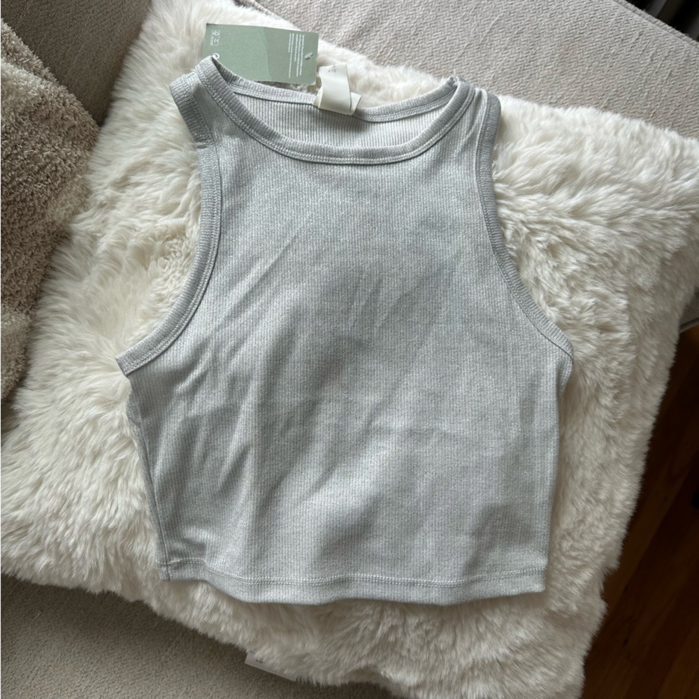 H&M Sparkly Grey Silver Crop Tank